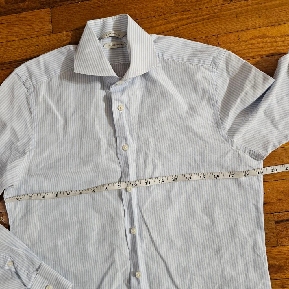 Suitsupply Blue Striped Casual Button Down Shirt - Picture 4 of 9
